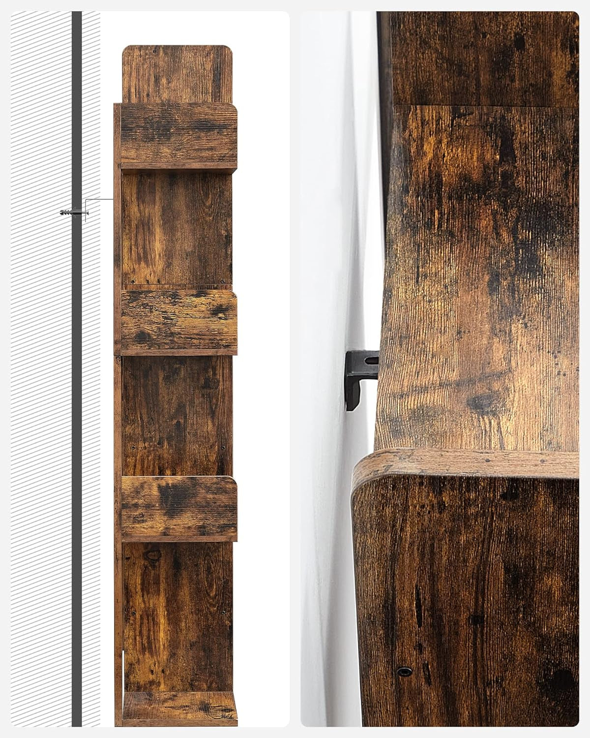 Tree Shaped Bookcase Rustic Brown Tall With 13 Shelves