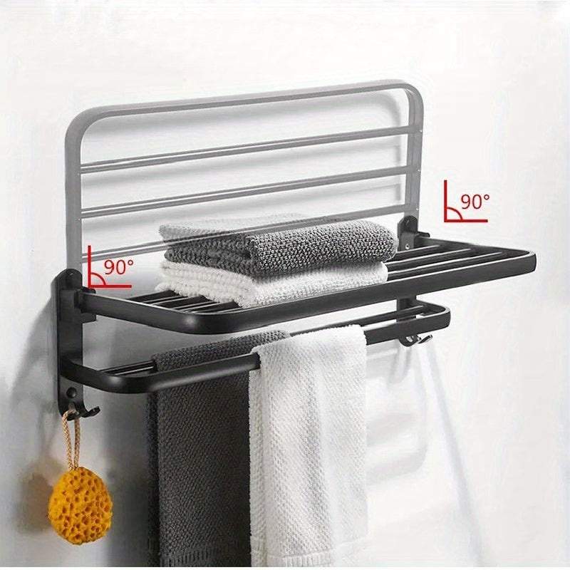 WallMounted Bathroom Towel Rack and Shelf Combo