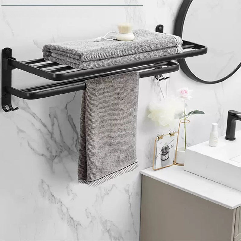 WallMounted Bathroom Towel Rack and Shelf Combo