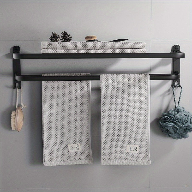WallMounted Bathroom Towel Rack and Shelf Combo