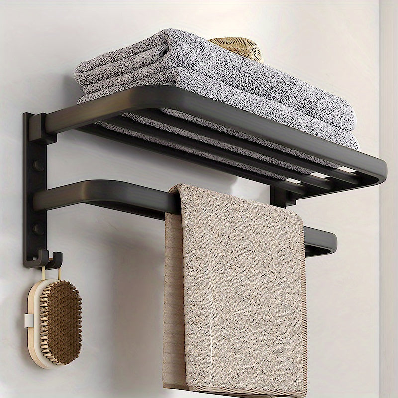 WallMounted Bathroom Towel Rack and Shelf Combo