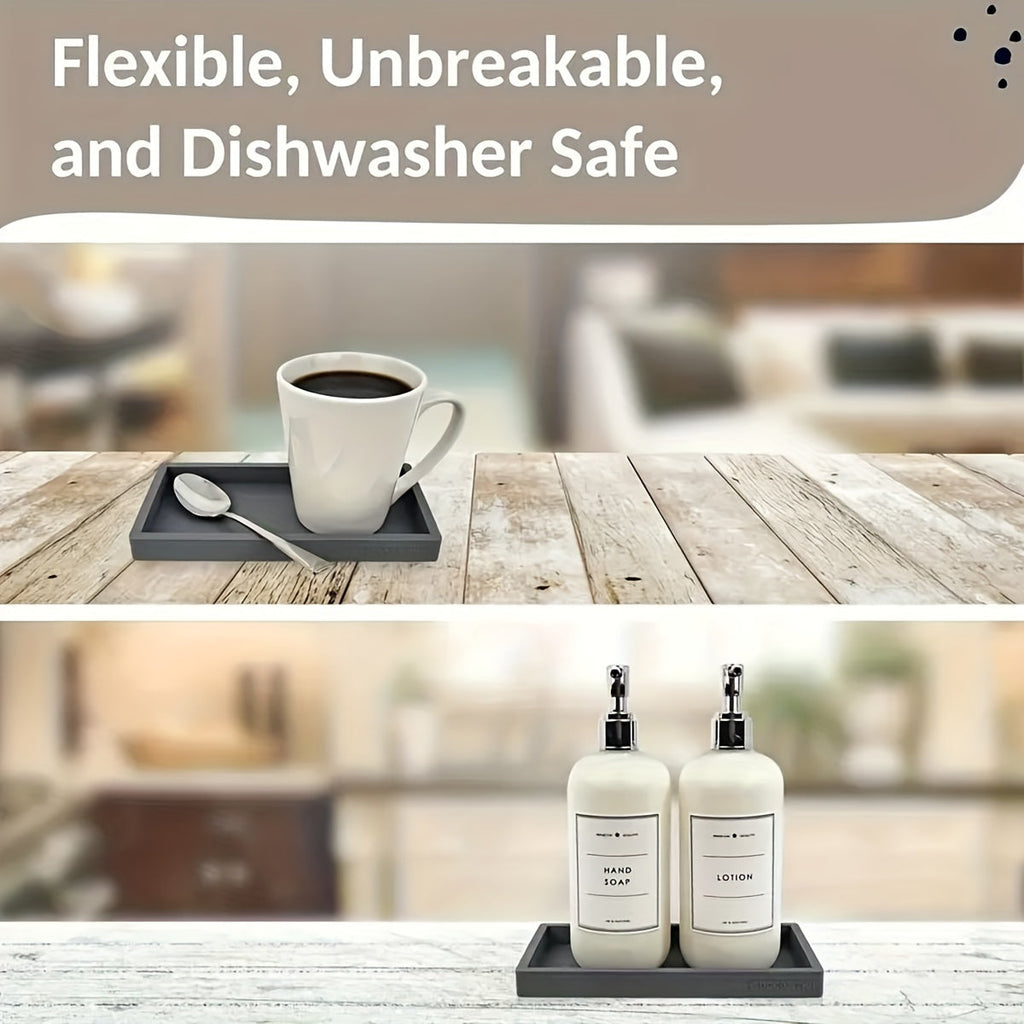 Elegant Silicone Vanity Tray for Organized Bathroom  Decor