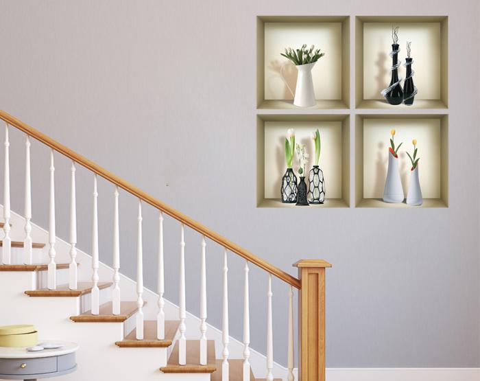 3D Niche Wall Art Decals - Set Of 4 | Easy To Apply, Stunning