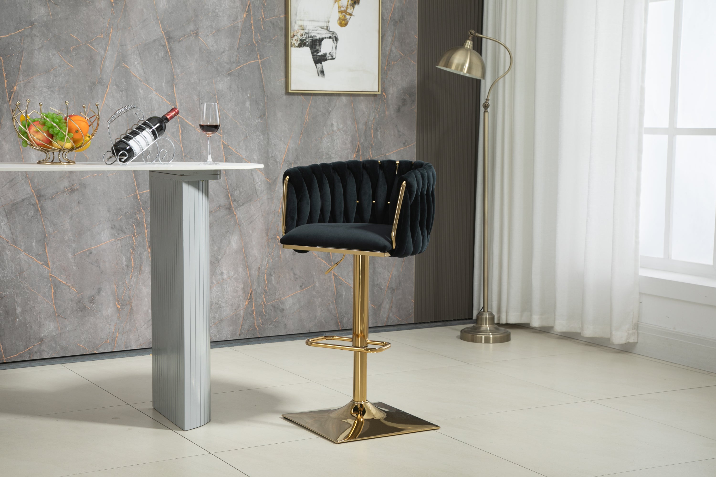 Vintage Bar Stools with Back and Footrest Counter Height Dining Chairs