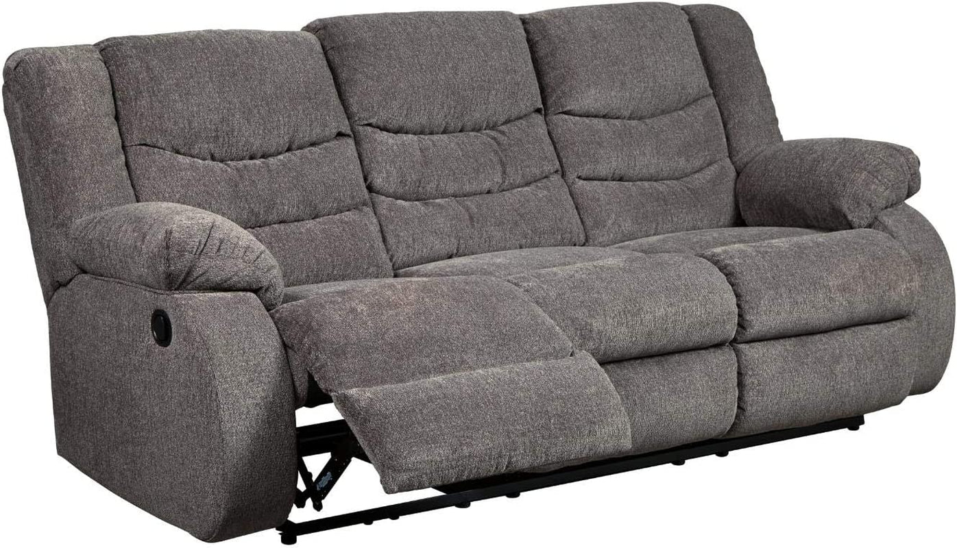 Gray Reclining Sofa With Waterfall Back For Living Room
