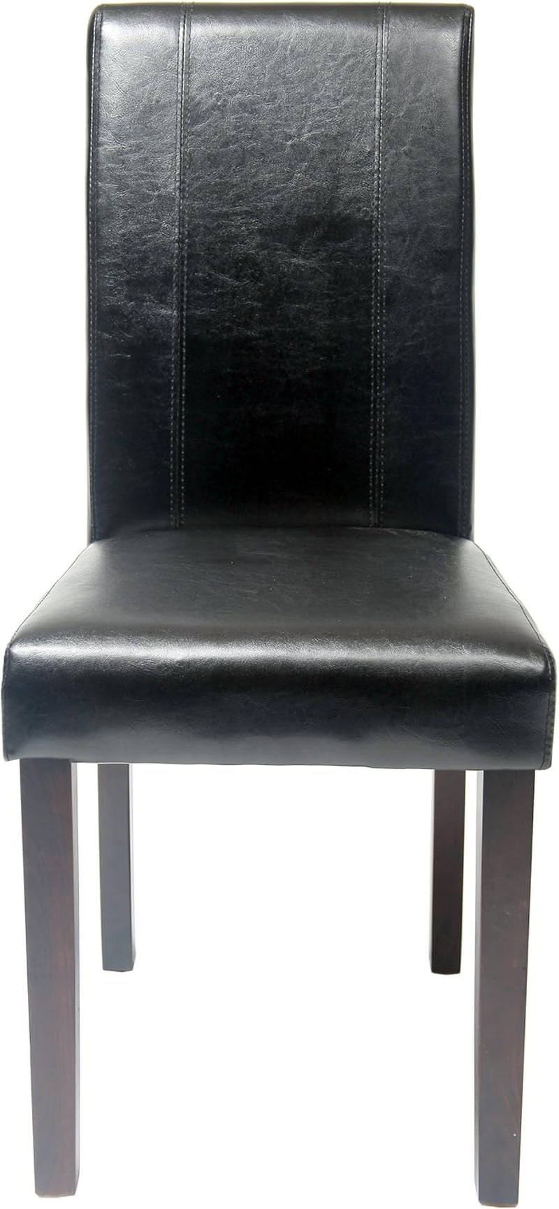 Urban Style Solid Wood Leatherette Padded Parson Chair, Black, Set of