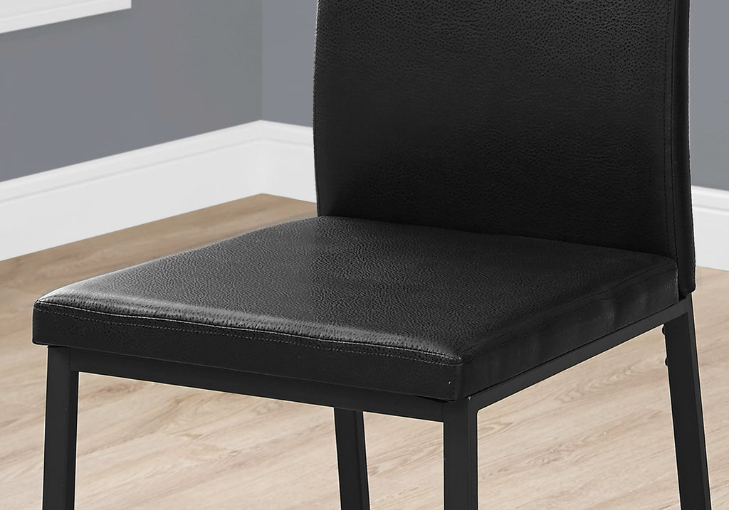 Two 38inches Black Faux Leather and Metal Dining Chairs