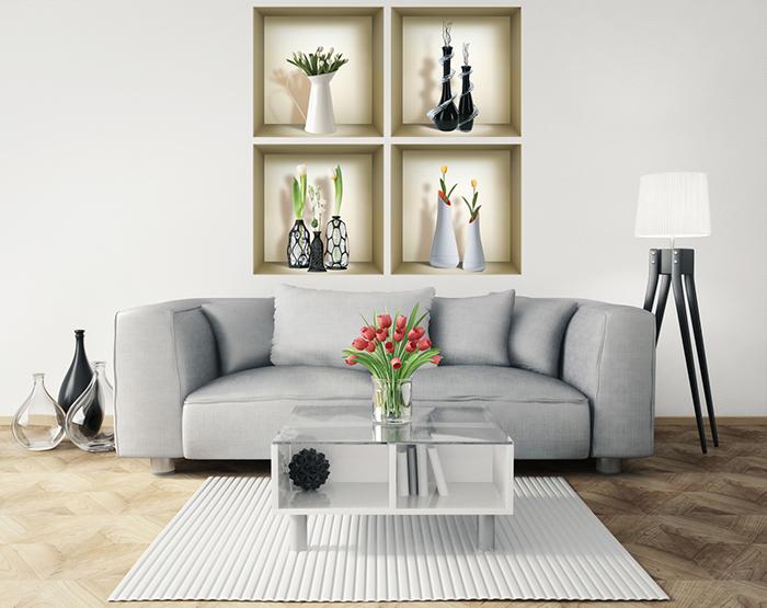 3D Niche Wall Art Decals - Set Of 4 | Easy To Apply, Stunning