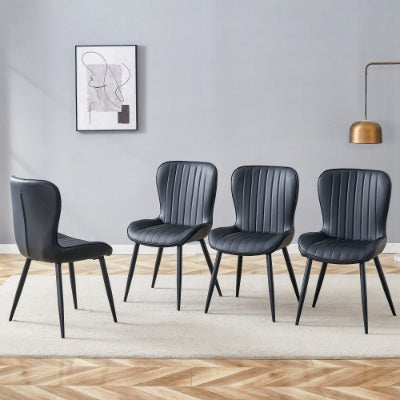 The Black Minimalist Ergonomic Dining Chair Comes In A Pack Of 4, With