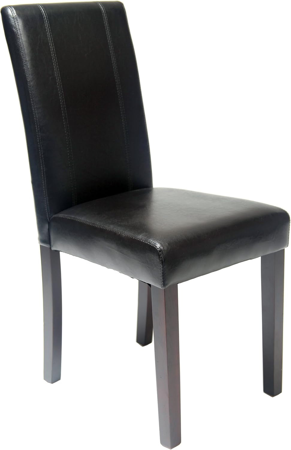 Urban Style Solid Wood Leatherette Padded Parson Chair, Black, Set of
