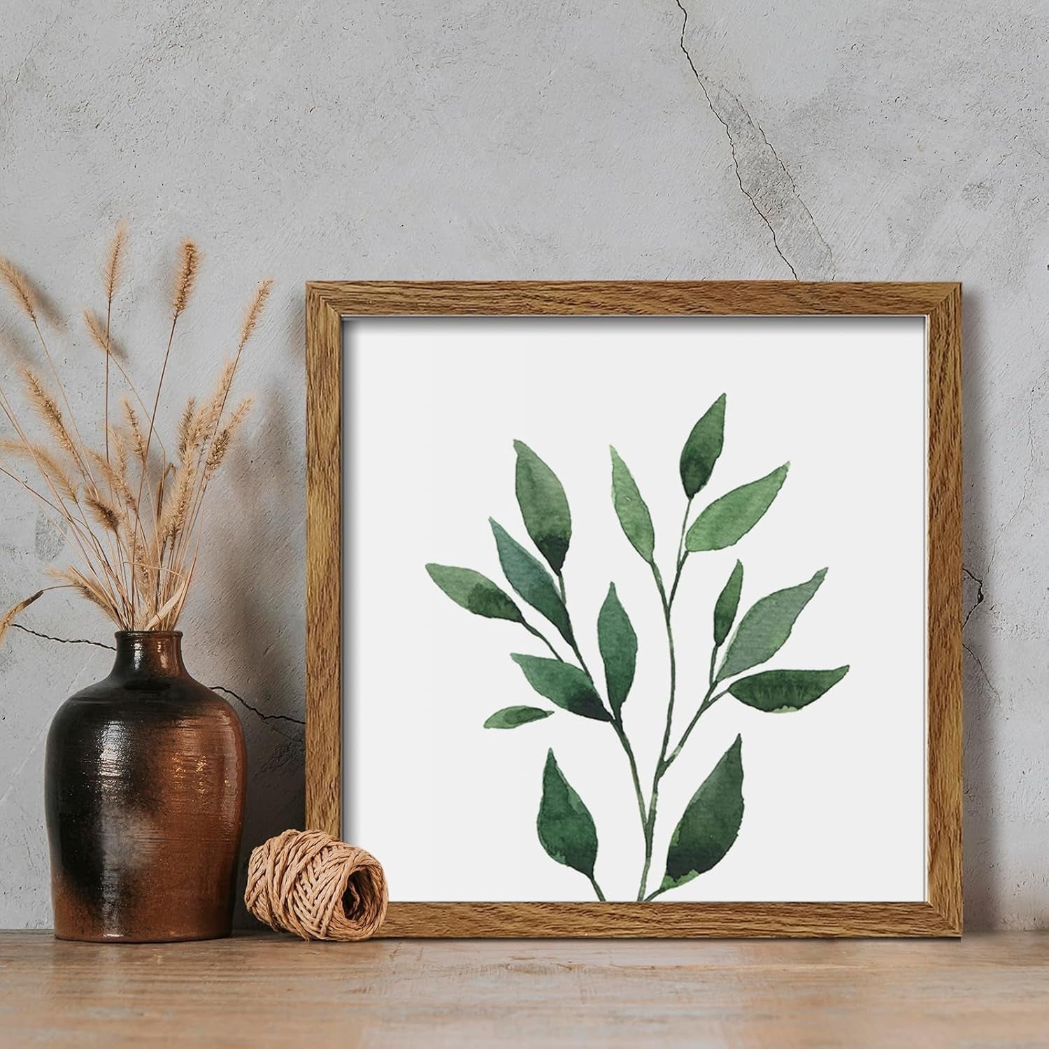 Botanical Bathroom Wall Art Green Plant Framed Set