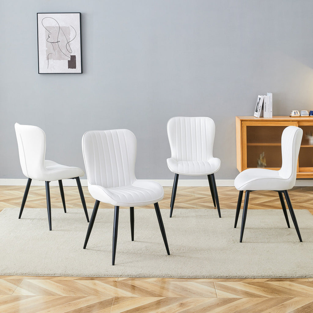 The White Minimalist Ergonomic Dining Chair Comes In A Pack of 4, With