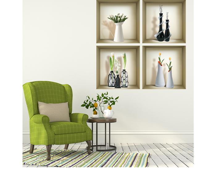 3D Niche Wall Art Decals - Set Of 4 | Easy To Apply, Stunning