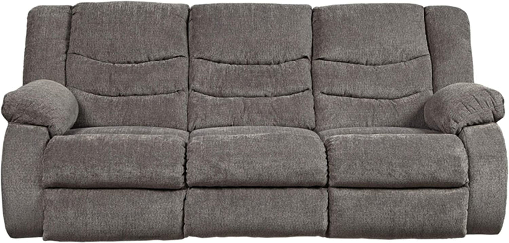 Gray Reclining Sofa With Waterfall Back For Living Room