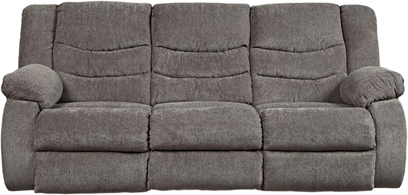 Gray Reclining Sofa With Waterfall Back For Living Room