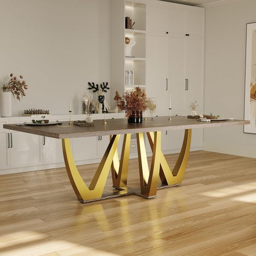 94 Inch Wood Dining Table for 6-10, Modern Farmhouse Rectangular