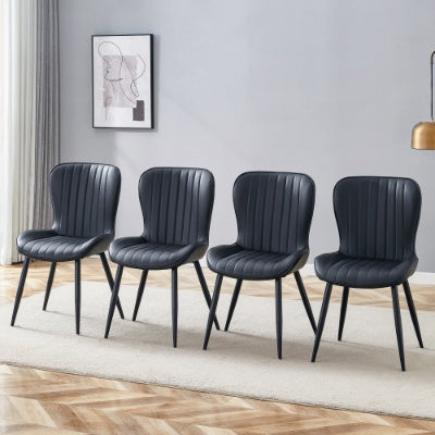 The Black Minimalist Ergonomic Dining Chair Comes In A Pack Of 4, With