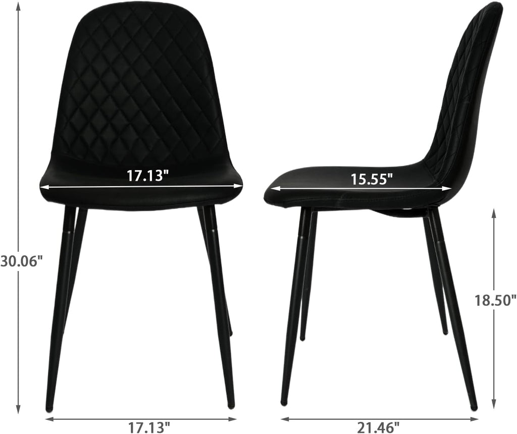 Modern Black Dining Chairs Set of 2, PU Leather Dining Room Chairs