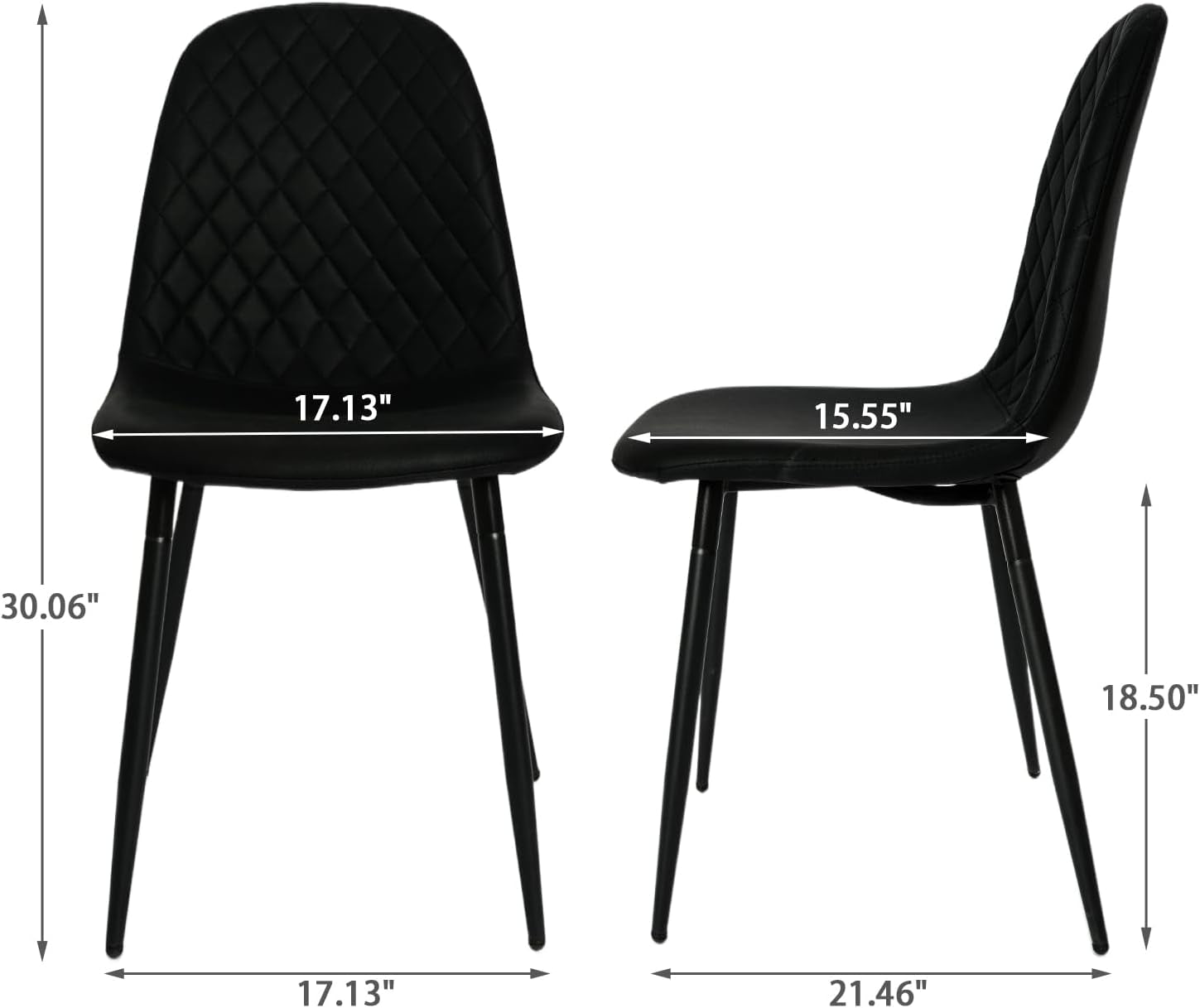 Modern Black Dining Chairs Set of 2, PU Leather Dining Room Chairs