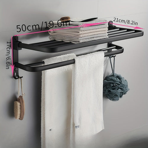 WallMounted Bathroom Towel Rack and Shelf Combo