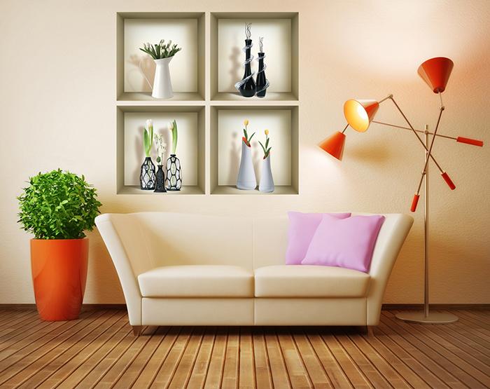 3D Niche Wall Art Decals - Set Of 4 | Easy To Apply, Stunning