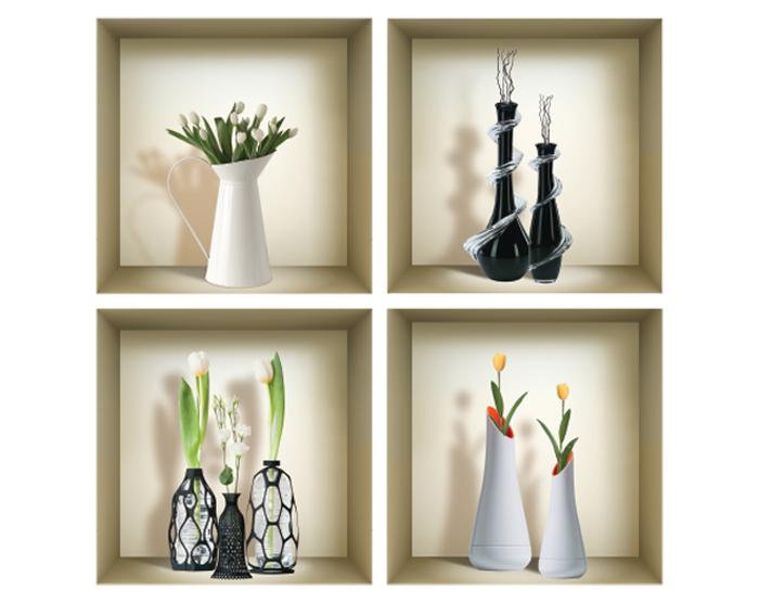3D Niche Wall Art Decals - Set Of 4 | Easy To Apply, Stunning