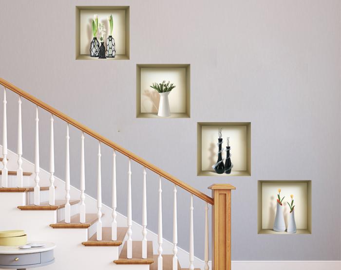 3D Niche Wall Art Decals - Set Of 4 | Easy To Apply, Stunning