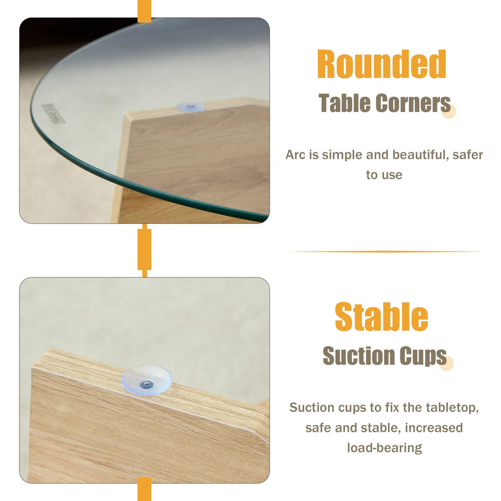Oval Glass Coffee Table – 41.3" Modern Tempered Glass Table,