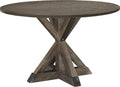 Alfred Round Solid Wood Rustic Dining Table 46.5 Inch Diameter Trestle