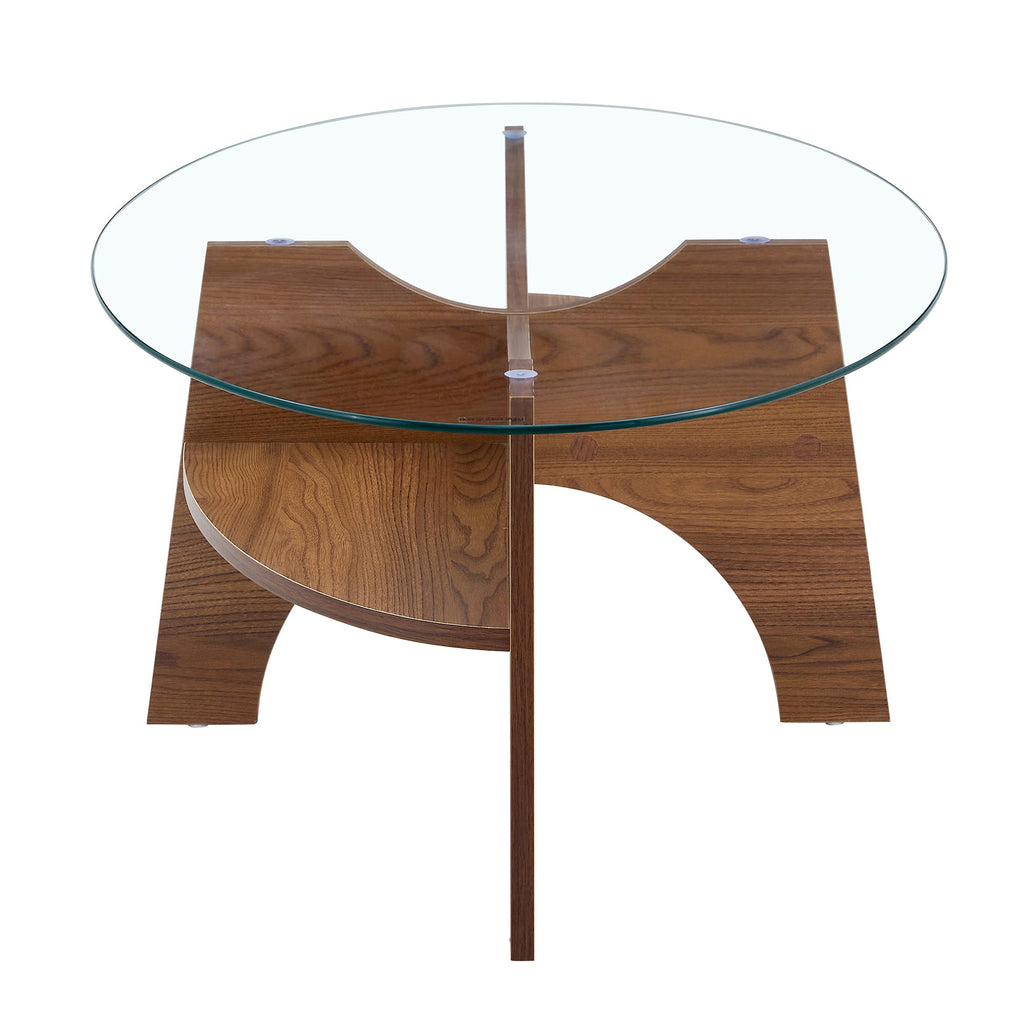Oval Glass Coffee Table – 41.3" Modern Tempered Glass Table,