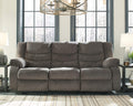 Gray Reclining Sofa With Waterfall Back For Living Room