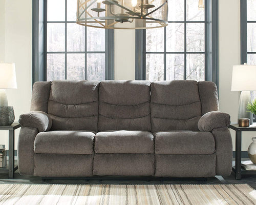 Gray Reclining Sofa With Waterfall Back For Living Room