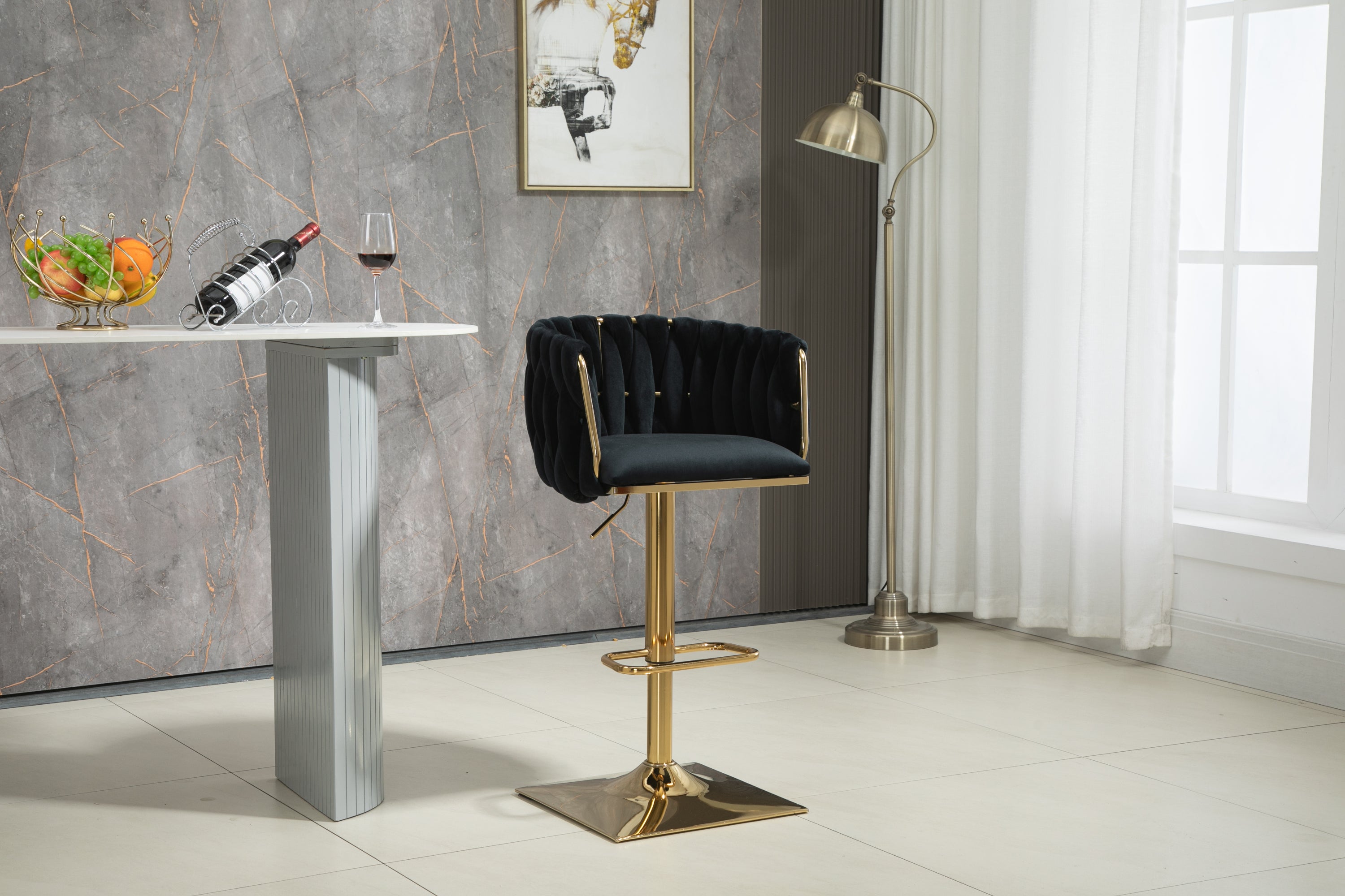 Vintage Bar Stools with Back and Footrest Counter Height Dining Chairs