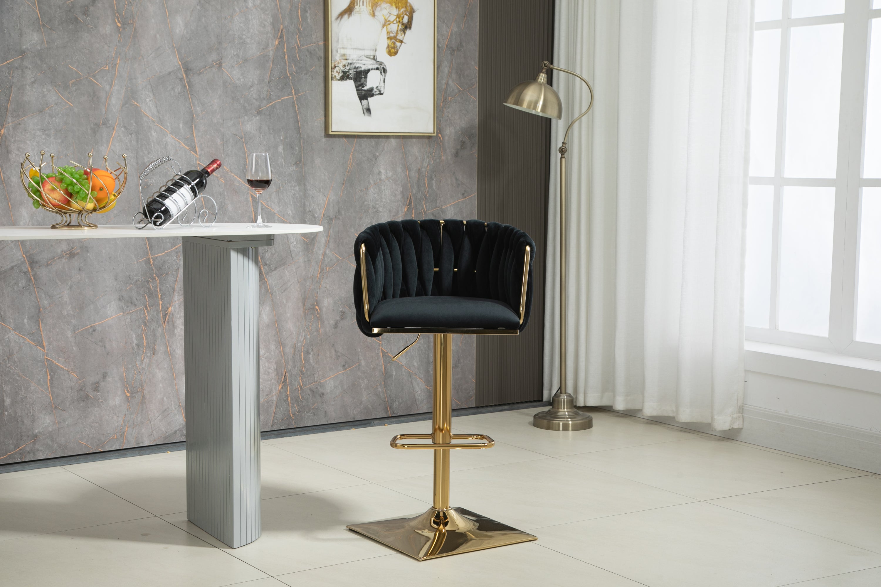 Vintage Bar Stools with Back and Footrest Counter Height Dining Chairs