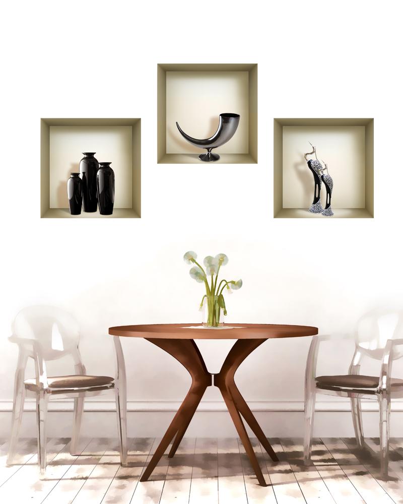 3D Niche Wall Art Decals - Set Of 3 | Easy To Apply, Stunning