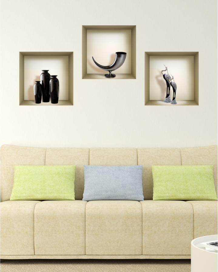 3D Niche Wall Art Decals - Set Of 3 | Easy To Apply, Stunning