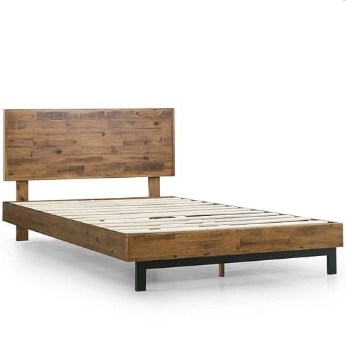 Full size Solid Wood Modern Platform Bed Frame with Adjustable Height
