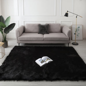 Cozy Ultra Soft Fluffy Faux Fur Black Area Rug