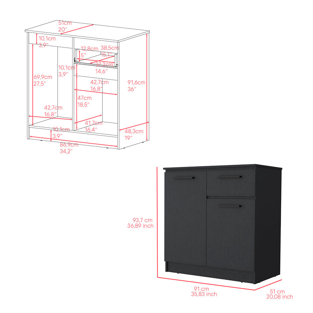 Multi-Functional Dresser Carlin, Top Surface as TV Stand, Black Wengue