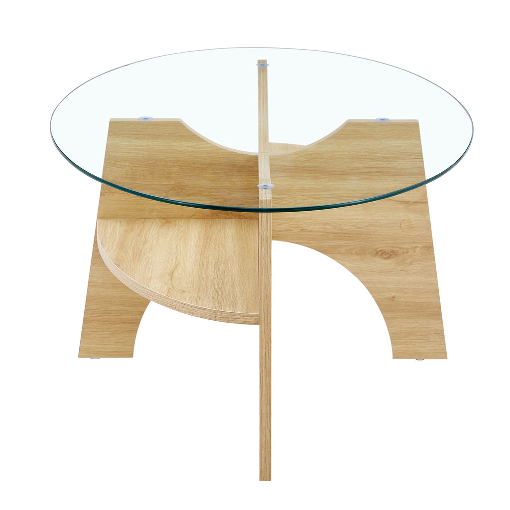 Oval Glass Coffee Table – 41.3" Modern Tempered Glass Table,