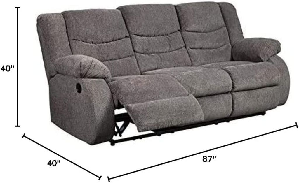 Gray Reclining Sofa With Waterfall Back For Living Room