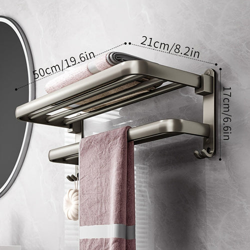 WallMounted Bathroom Towel Rack and Shelf Combo