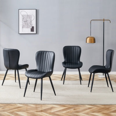 The Black Minimalist Ergonomic Dining Chair Comes In A Pack Of 4, With