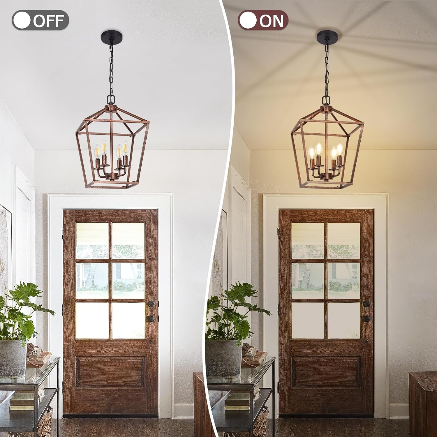 Chandelier for Dining Room, 4-Light Rustic Chandelier Fixtures,