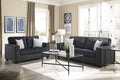 Dark Gray Modern Loveseat With Two Accent Pillows Included