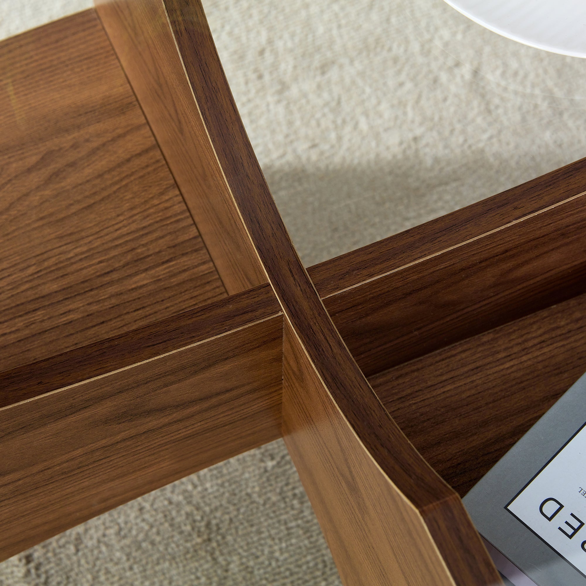 Oval Glass Coffee Table – 41.3" Modern Tempered Glass Table,