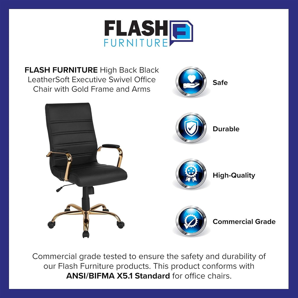Whitney Black High Back Leathersoft Desk Chair Swivel