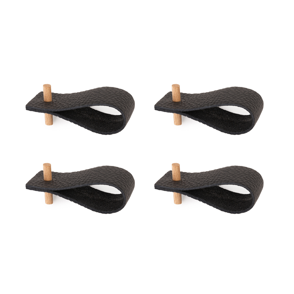 Leather napkin rings | set of 4 | black