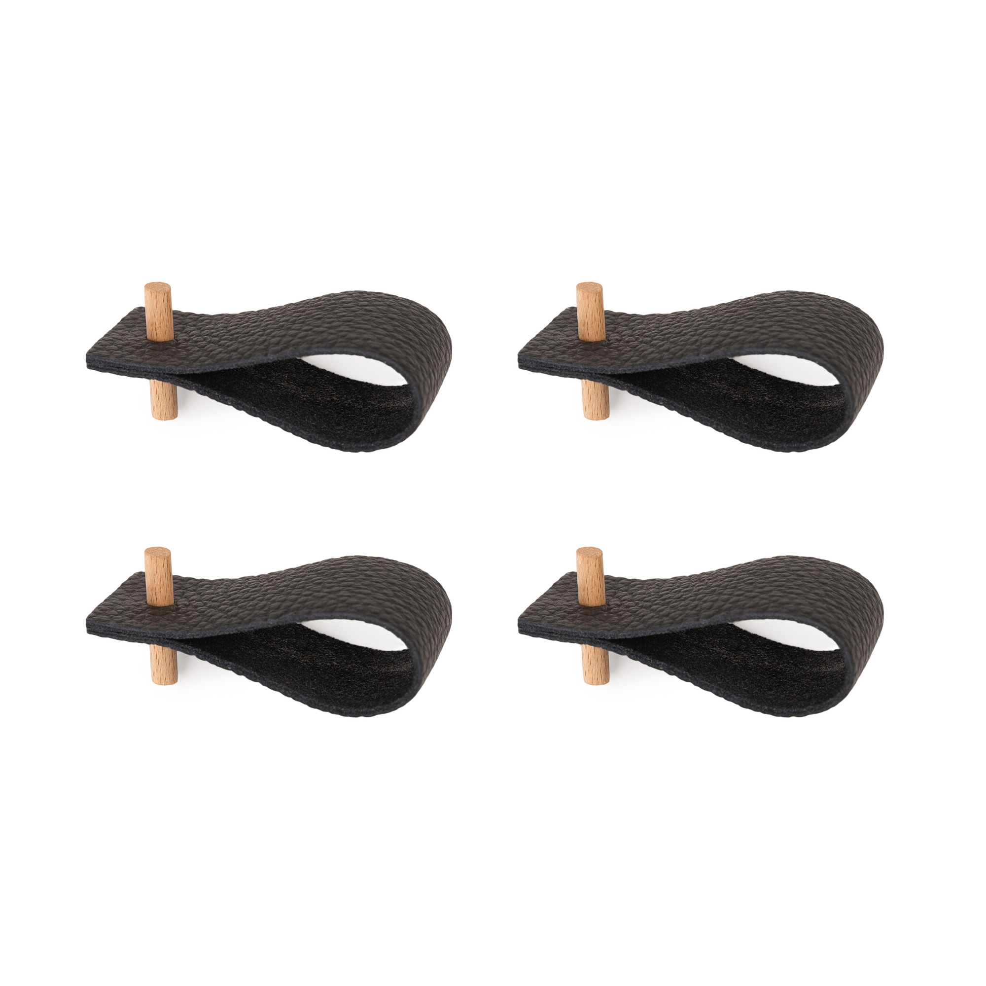 Leather napkin rings | set of 4 | black