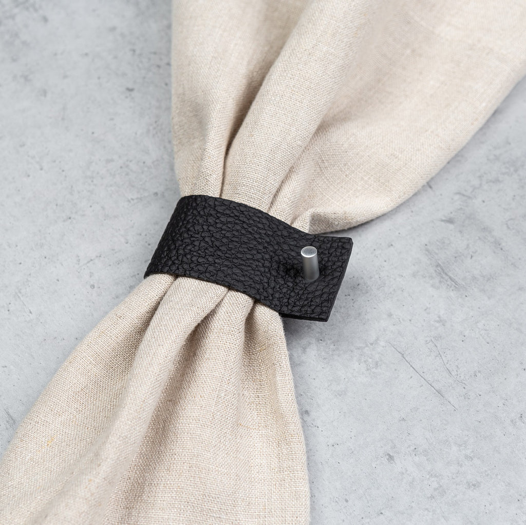 Leather napkin rings | set of 4 | black
